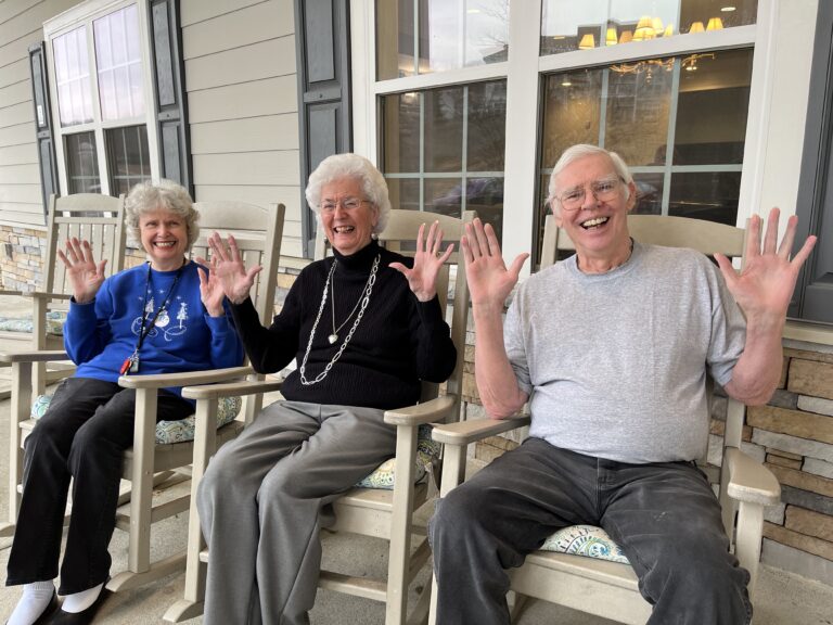 Three Happy Seniors in the Porch